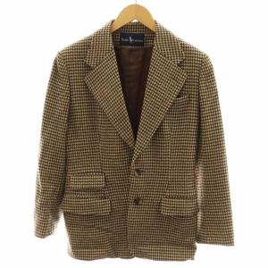 テーラードジャケット シングル 千鳥格子 ウール 7 ベージュ 茶 ブラウン /AN19 MT