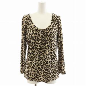 カットソー 長袖 レオパード ヒョウ柄 L ベージュ 茶 ブラウン /AN16 MT