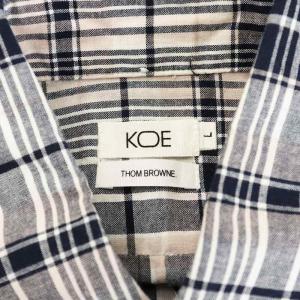 THOM BROWNE × コエ KOE シャツ 半袖 チェック柄 L ピンク 白 ホワイト 紺 ネイビー K8171A20000