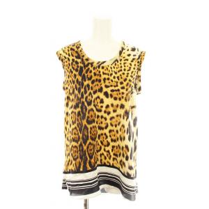 ベスト ノースリーブ ヒョウ柄 シルク 40 茶 /MM MT