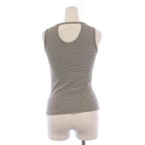 FENDI ヴィンテージ 90s タンクトップ ノースリーブ カットソー ボーダー FF ロゴ 刺繍 42 白 グレー