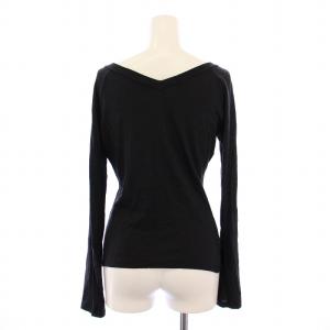 Max Mara 白タグ カットソー 長袖 Vネック イタリア製 M 黒 /BM MT