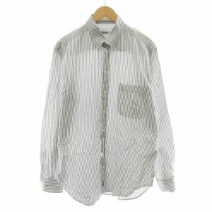 シャツ ブラウス 長袖 ストライプ 42 ホワイト ブルー /NQ MT