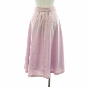 ANAYI ストレッチフレアスカート 麻 リネン ロング ベルト付き 36 ピンク 101917-11-710-53-360
