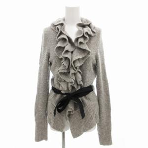 ニット カーディガン フリル ウエストリボン 長袖 ?U グレー /FF