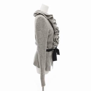 TO BE CHIC ニット カーディガン フリル ウエストリボン 長袖 ?U グレー /FF