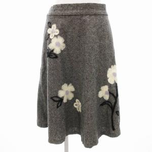 WILLSELECTION 美品 フレアスカート モチーフ イージー ひざ丈 M グレー /AE