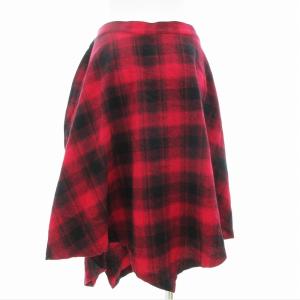 CIVARIZE タグ付き Wind 変形 ラップ スカート 巻き フレア ひざ丈 チェック F 赤 レッド /IY