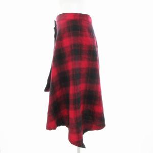 CIVARIZE タグ付き Wind 変形 ラップ スカート 巻き フレア ひざ丈 チェック F 赤 レッド /IY