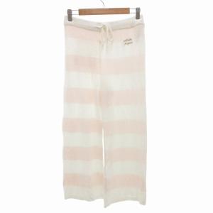 gelato pique スムーズィー2ボーダーロングパンツ 2点セット パジャマ ルームウェア イージー ボーダー F 白 ホワイト