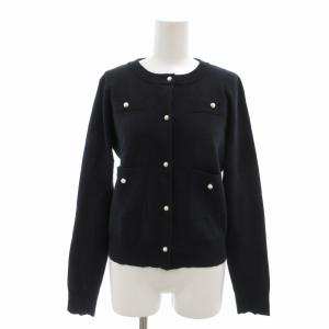 パールコンパクトカーディガン ニット コットン 長袖 F 紺 ネイビー LDZ1041105A0008