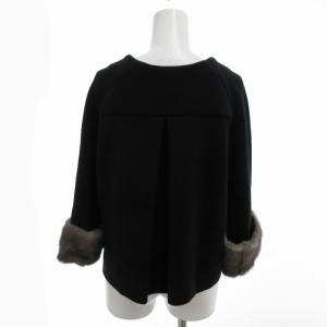 BALLSEY ノーカラージャケット ウール ミンクファー切替 長袖 38 M 黒 ブラック /FT