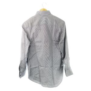 EMPORIO ARMANI ワイシャツ Yシャツ レギュラー 長袖 コットン ロゴ 刺繍 ストライプ 39 紺 ネイビー /CK5