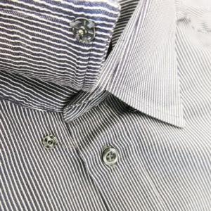 EMPORIO ARMANI ワイシャツ Yシャツ レギュラー 長袖 コットン ロゴ 刺繍 ストライプ 39 紺 ネイビー /CK5