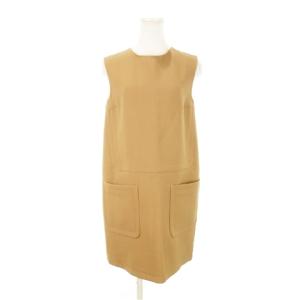 ミニワンピース ノースリーブ ウール ポケット 40 M ベージュ ブラウン /AH10 GY19