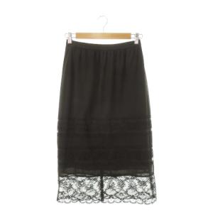 総レーススカート ミモレ ロング バックスリット 40 M 黒 ブラック チャコール /AH12 GY19