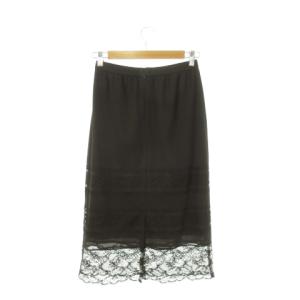 EPOCA 総レーススカート ミモレ ロング バックスリット 40 M 黒 ブラック チャコール /AH12 GY19