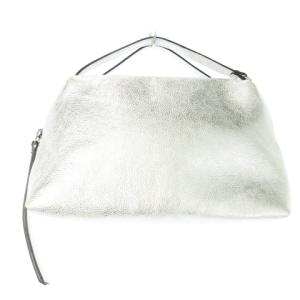 ハンドバッグ 2way ショルダーバッグ レザー シャイニー メタリック ハク シルバーカラー /CK13