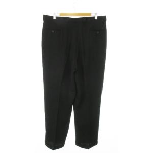 GIORGIO ARMANI LE COLLEZIONI スラックスパンツ トラウザー ツータック ウール 38 XL 黒 ブラック