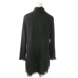 TOKUKO 1er VOL トクコ プルミエヴォル チュニック ハイネック 長袖 ストレッチ とろみ感 ギャザー チュールレース 刺繍 花柄 9 黒 ブラック