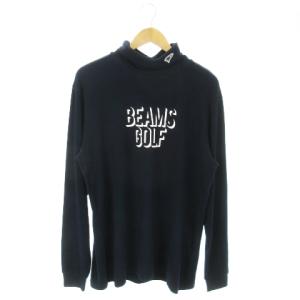 長袖カットソー タートルネック 起毛 ストレッチ ロゴ スポーツ ゴルフ XL 紺 ネイビー /AO14