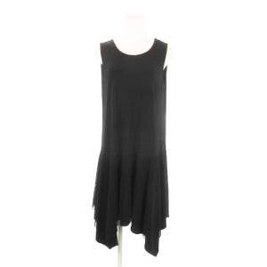ワンピース ノースリーブ ひざ丈 ヘムライン ストレッチ メッシュ 9R 黒 ブラック /AH19 GY19