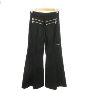 Chloe フレアパンツ ベルパンツ ワイド ストレッチ ジップデザイン センターシーム 38 M 黒 ブラック /AO17