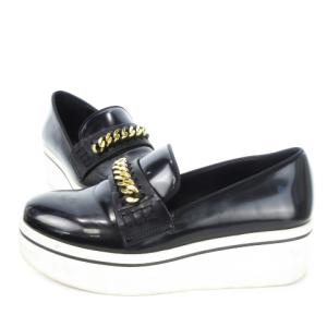 STELLA McCARTNEY エリス ローファー レザー チェーン ゴールド金具 厚底 36 23.0cm 黒 ブラック /CK15