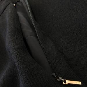 EPOCA セミフレアスカート ひざ丈 裾レース ワンポイント シャリ感 38 S 黒 ブラック /CK28 GY19