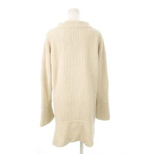 Theory ニット セーター Vネック 長袖 フレアスリーブ ロング丈 カシミヤ混 ワンポイント ライン S ベージュ