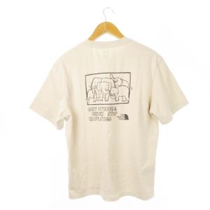 Tシャツ クルーネック 丸首 半袖 プリント ロゴ ゾウ アニマル LOOSE FIT L ベージュ /CK7