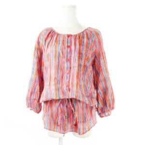 Ruskaraita チュニック ブラウス 長袖 ブラウジング ギャザー ウエストマーク ストライプ 小さいサイズ