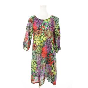 LOTTA 1 KUKKOMERI ワンピース ひざ丈 七分袖 切替 ギャザー 薄手 総柄 花柄 小さいサイズ