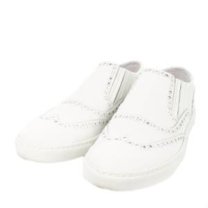 SARTORE スリッポン シューズ スニーカー ウイングチップ メダリオン スタッズ レザー 36 23cm 白 ホワイト