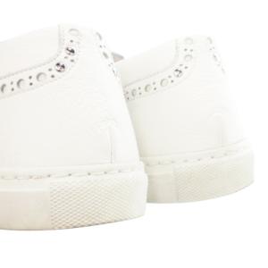 SARTORE スリッポン シューズ スニーカー ウイングチップ メダリオン スタッズ レザー 36 23cm 白 ホワイト