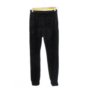 ベロアジョガーパンツ イージー ドロスト ストレッチ ツヤ感 パイル 小さいサイズ XS 黒 ブラック