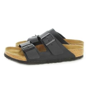 BIRKENSTOCK ARIZONA サンダル フラット レザー ベルト ロゴ 40 26cm 黒 ブラック /MN5 GY19