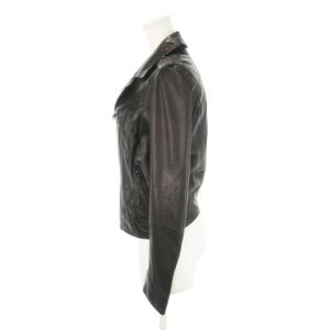 DIESEL ライダース レザージャケット 羊革 本革 ラム ダブルジップ パンチング 黒 ブラック /AH14 GY19