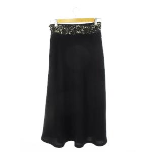 ADORE ロングスカート フレア 切替 レース 38 M 黒 ブラック /CK30 GY19