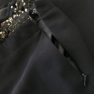 ADORE ロングスカート フレア 切替 レース 38 M 黒 ブラック /CK30 GY19