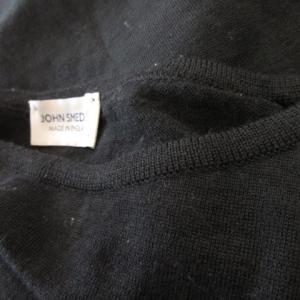 JOHN SMEDLEY ニット セーター ラウンドネック 長袖 薄手 ウール ストレッチ M 黒 ブラック /CK4 GY19