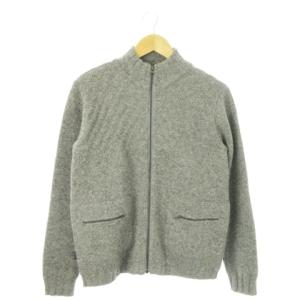 ニットブルゾン ジップアップ ウール ワンポイント ロゴ グレー /AO12 GY19