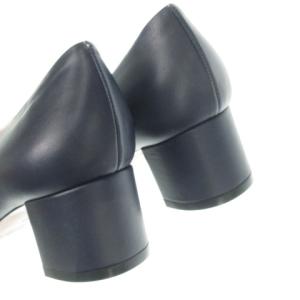 a.testoni パンプス ミドルヒール チャンキーヒール スクエアトゥ レザー36 23cm 紺 ネイビー /MN3 GY19