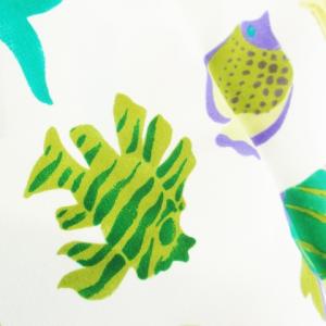 BALLY スカーフ 大判 スクエア 絹 シルク 総柄 マリン 貝殻 魚柄 緑 グリーン /AO2 GY19