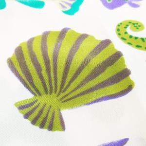 BALLY スカーフ 大判 スクエア 絹 シルク 総柄 マリン 貝殻 魚柄 緑 グリーン /AO2 GY19