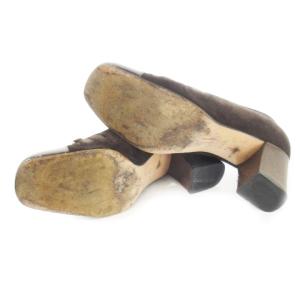 GUCCI パンプス ハイヒール チャンキーヒール スクエアトゥ スエード レザー 切替 エナメル ビット 37.5