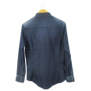 ARMANI JEANS AJ ダンガリーシャツ スウェットデニム ウェスタン 長袖 ペイント加工 ウォッシュ加工 EU L USA