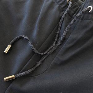 EMPORIO ARMANI ジョガーパンツ テーパード イージー ドロスト ストレッチ ロゴ プレート 44 XS 紺 ネイビー /CK13