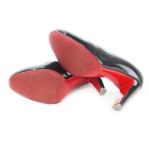 Christian Louboutin パンプス ハイヒール ラウンドトゥ パテントレザー 本革 アウトソール赤 37 24.0cm 黒 ブラック