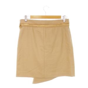 Salvatore Ferragamo ミニスカート タイト ドレープ ラップテイスト ジップ ウール 40 L 茶 ブラウン /MN12 GY19